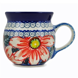 Polish Pottery 6 oz. Bubble Mug. Hand made in Poland. Pattern U1913 designed by Maryla Iwicka.