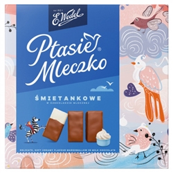 Ptasie Mleczko , Made by Poland's most famous confectionery company, E. Wedel. Bird's milk candy has a marshmallow like center and is covered with a thin layer of dark chocolate. This Polish specialty is available in vanilla, chocolate or lemon flavor.