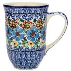 Polish Pottery 17 oz. Bistro Mug. Hand made in Poland. Pattern U1748 designed by Maria Starzyk.