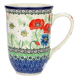 Polish Pottery 17 oz. Bistro Mug. Hand made in Poland. Pattern U4968 designed by Maria Starzyk.