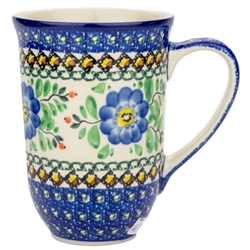 Polish Pottery 17 oz. Bistro Mug. Hand made in Poland. Pattern U440 designed by Ewa Tubaj.