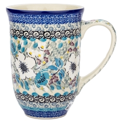 Polish Pottery 17 oz. Bistro Mug. Hand made in Poland. Pattern U4970 designed by Maria Starzyk.