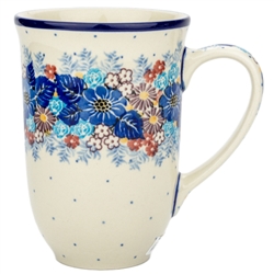 Polish Pottery 17 oz. Bistro Mug. Hand made in Poland. Pattern U4654 designed by Maria Starzyk.