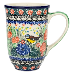 Polish Pottery 17 oz. Bistro Mug. Hand made in Poland. Pattern U4598 designed by Teresa Liana.