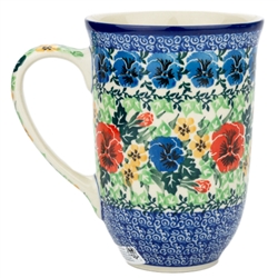 Polish Pottery 17 oz. Bistro Mug. Hand made in Poland. Pattern U3801 designed by Anna Fryc.