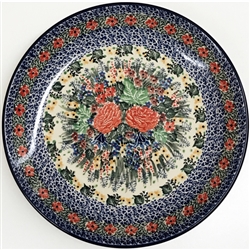 Polish Pottery 10.5" Dinner Plate. Hand made in Poland. Pattern U3735 designed by Teresa Liana.