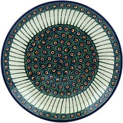 Polish Pottery 10.5" Dinner Plate. Hand made in Poland and artist initialed.