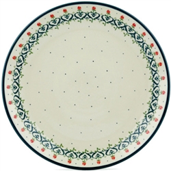 Polish Pottery 10.5" Dinner Plate. Hand made in Poland and artist initialed.