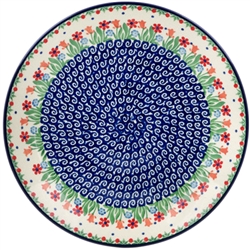 Polish Pottery 10.5" Dinner Plate. Hand made in Poland and artist initialed.