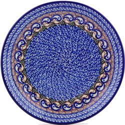 Polish Pottery 10.5" Dinner Plate. Hand made in Poland and artist initialed.