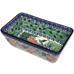 Polish Pottery 8" Loaf Pan. Hand made in Poland. Pattern U3271 designed by Teresa Liana.