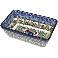 Polish Pottery 8" Loaf Pan. Hand made in Poland. Pattern U3841 designed by Teresa Liana.