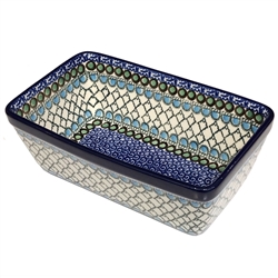 Polish Pottery 8" Loaf Pan. Hand made in Poland. Pattern U72 designed by Teresa Liana.