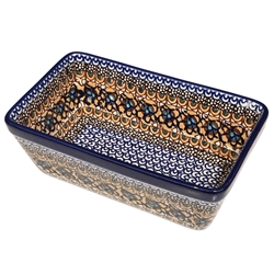 Polish Pottery 8" Loaf Pan. Hand made in Poland. Pattern U152 designed by Maryla Iwicka.