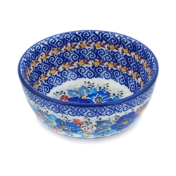 Polish Pottery 5" Ice Cream Bowl. Hand made in Poland. Pattern U4564 designed by Maria Starzyk.