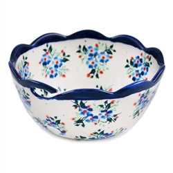 Polish Pottery 6" Yarn Bowl Fluted. Hand made in Poland.