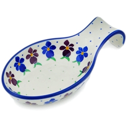 Polish Pottery 7" Spoon Rest. Hand made in Poland and artist initialed.