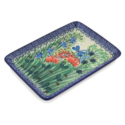 Polish Pottery 9" Serving Tray. Hand made in Poland. Pattern U2379 designed by Teresa Liana.