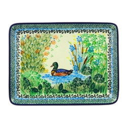 Polish Pottery 9" Serving Tray. Hand made in Poland. Pattern U2734 designed by Teresa Liana.