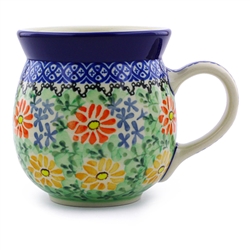 Polish Pottery 16 oz. Bubble Mug. Hand made in Poland. Pattern U1740 designed by Zofia Spychalska.