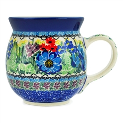 Polish Pottery 16 oz. Bubble Mug. Hand made in Poland. Pattern U4558 designed by Teresa Liana.