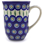 Polish Pottery 17 oz. Bistro Mug. Hand made in Poland and artist initialed.