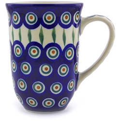 Polish Pottery 17 oz. Bistro Mug. Hand made in Poland and artist initialed.