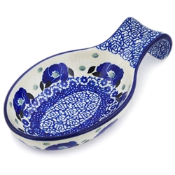 Polish Pottery 7" Spoon Rest. Hand made in Poland and artist initialed.