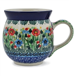 Polish Pottery 16 oz. Bubble Mug. Hand made in Poland. Pattern U4921 designed by Teresa Liana.