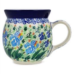 Polish Pottery 16 oz. Bubble Mug. Hand made in Poland. Pattern U2712 designed by Barbara Makiela.