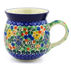 Polish Pottery 16 oz. Bubble Mug. Hand made in Poland. Pattern U1589 designed by Maria Starzyk.