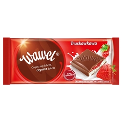 Strawberry Chocolate Wawel is an excellent combination of velvety, milk chocolate, yoghurt cream and strawberry filling. The composition, which immediately after opening, tempts the senses with a natural aroma of fresh fruit from Polish farms and a subtle