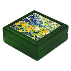 Polish Pottery 5.5" Jewelry Box. Hand made in Poland. Pattern U4879 designed by Maria Starzyk.