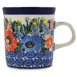 Polish Pottery 4 oz. Mug. Hand made in Poland. Pattern U4579 designed by Maria Starzyk.