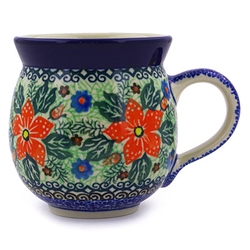 Polish Pottery 11 oz. Bubble Mug. Hand made in Poland. Pattern U2072 designed by Teresa Andrukiewicz.