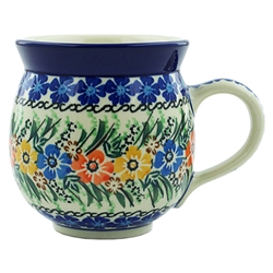 Polish Pottery 11 oz. Bubble Mug. Hand made in Poland. Pattern U2023 designed by Lucyna Lenkiewicz.