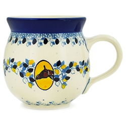 Polish Pottery 11 oz. Bubble Mug. Hand made in Poland and artist initialed.