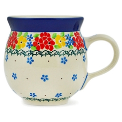 Polish Pottery 11 oz. Bubble Mug. Hand made in Poland and artist initialed.