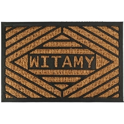 Witamy says it all to your guests. This traditional Polish greeting means welcome! This is a sturdy yet light weight mat that can be used inside or outside. PVC non-skid backing. Easy to clean or vacuum. Resistant to frost and moisture.