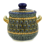 Polish Pottery 6" Jar with Lid and Handles. Hand made in Poland. Pattern U143 designed by Maryla Iwicka.
