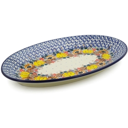 Polish Pottery 15" Oval Serving Platter. Hand made in Poland. Pattern U4741 designed by Maria Starzyk.