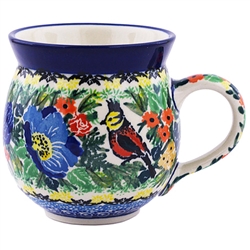 Polish Pottery 11 oz. Bubble Mug. Hand made in Poland. Pattern U4392 designed by Teresa Liana.