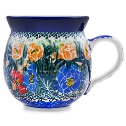 Polish Pottery 11 oz. Bubble Mug. Hand made in Poland. Pattern U3553 designed by Teresa Andrukiewicz.