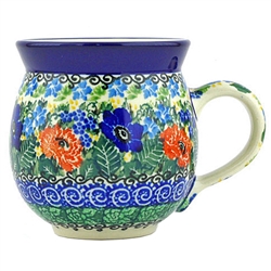 Polish Pottery 11 oz. Bubble Mug. Hand made in Poland. Pattern U4517 designed by Maria Starzyk.