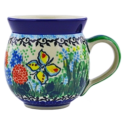 Polish Pottery 11 oz. Bubble Mug. Hand made in Poland. Pattern U2126 designed by Teresa Liana.