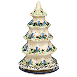 Polish Pottery 10" Votive Christmas Tree. Hand made in Poland and artist initialed.