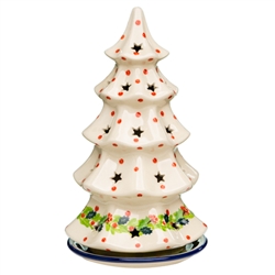 Polish Pottery 10" Votive Christmas Tree. Hand made in Poland and artist initialed.