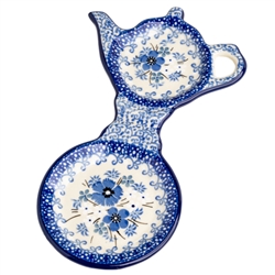 Polish Pottery Tea Bag and Cup Holder. Hand made in Poland. Pattern U4798 designed by Teresa Liana.