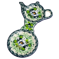 Polish Pottery Tea Bag and Cup Holder. Hand made in Poland. Pattern U4749 designed by Maria Starzyk.