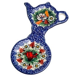 Polish Pottery Tea Bag and Cup Holder. Hand made in Poland. Pattern U4236 designed by Ewa Karbownik.